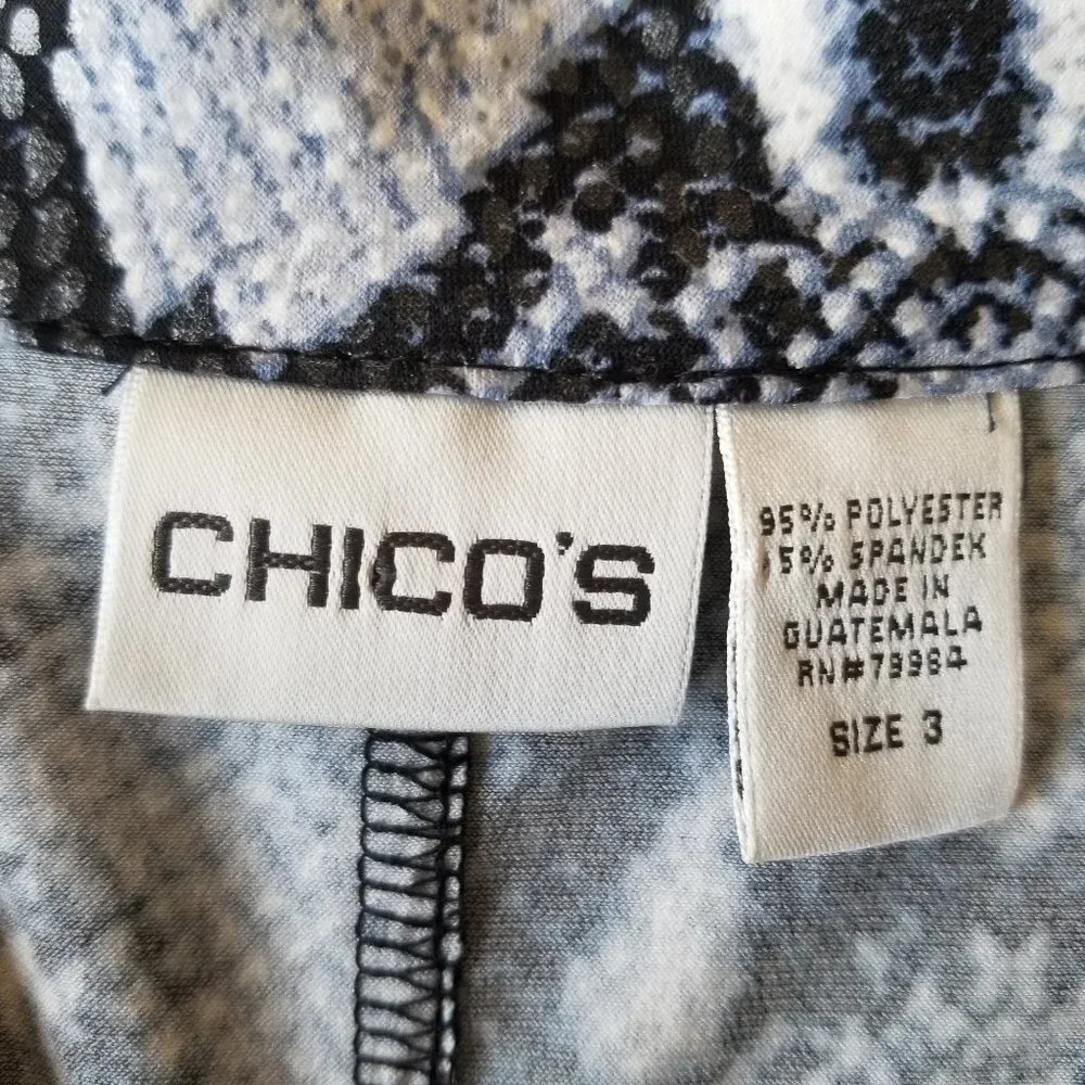 Chico's Snakeskin Pattern Zip Jacket with Tie